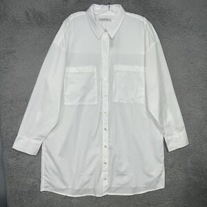 NWT Abercrombie & Fitch Shirt Women's Size L White Button Up Oversized Pockets